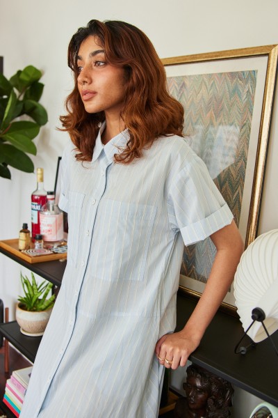 Boxy Poplin Shirt Dress