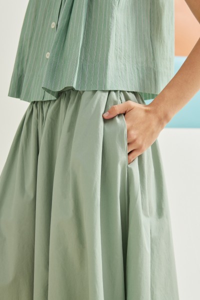 Cotton Gathered A-Line Skirt