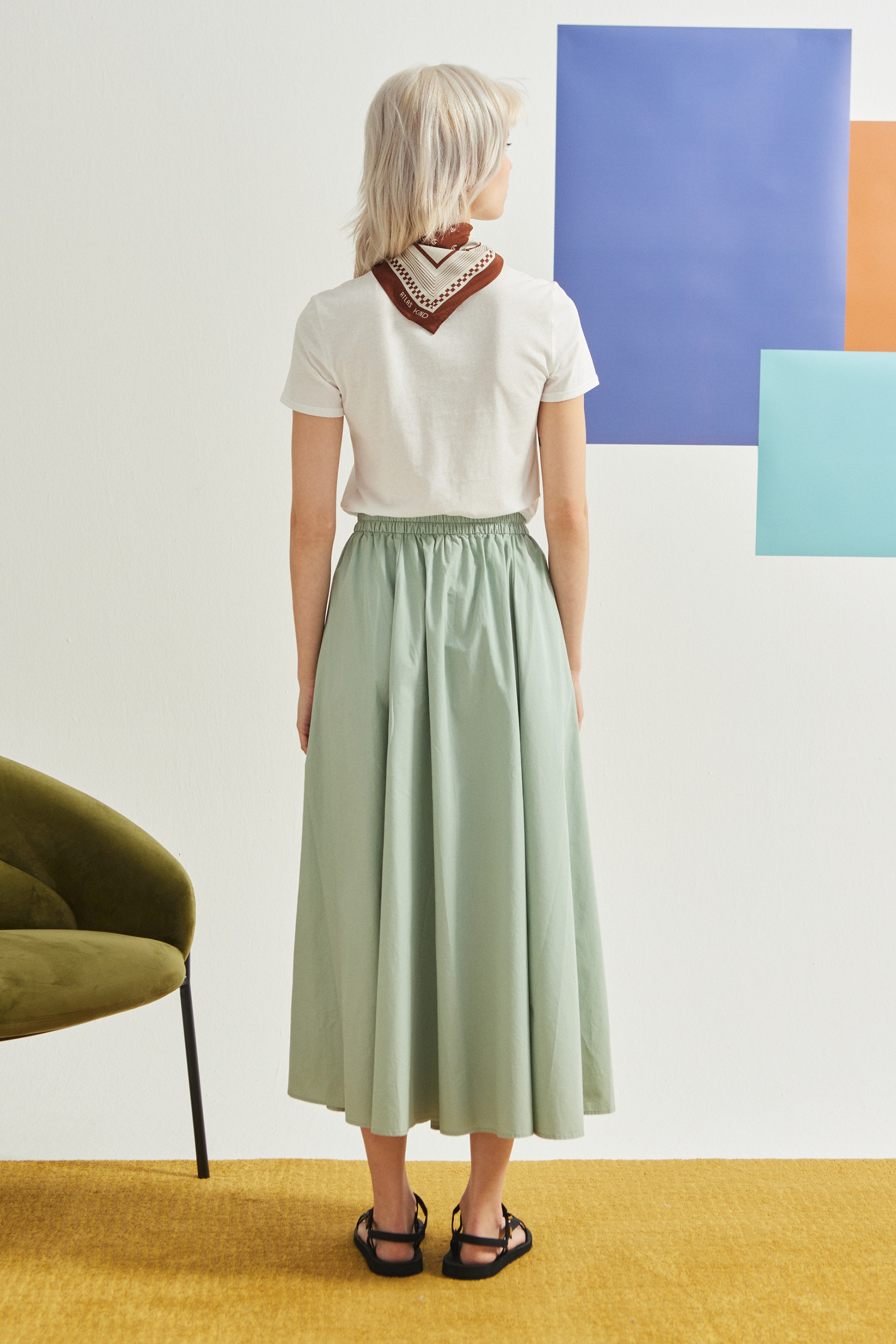 Cotton Gathered A-Line Skirt