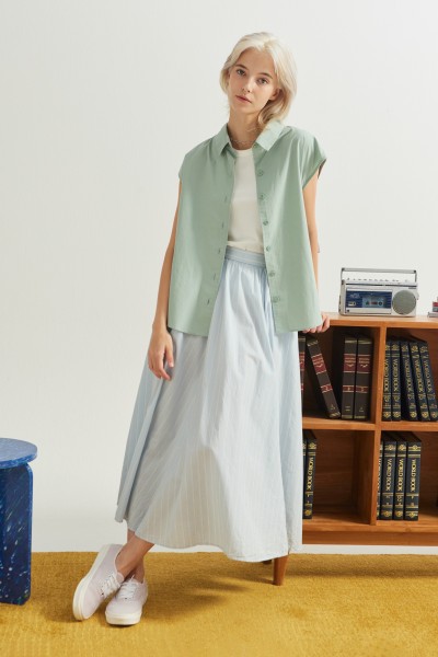 Relaxed Collared Poplin Vest