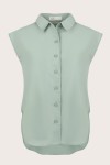 Relaxed Collared Poplin Vest