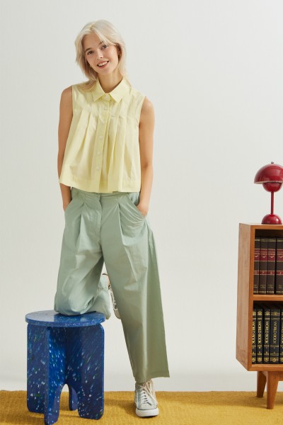 Barrel Leg Cotton Pants