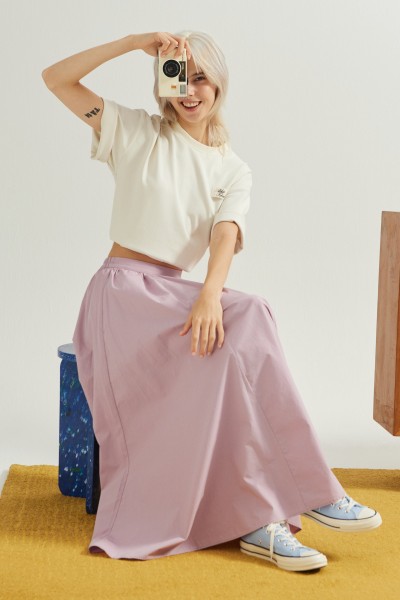 Cotton Gathered A-Line Skirt