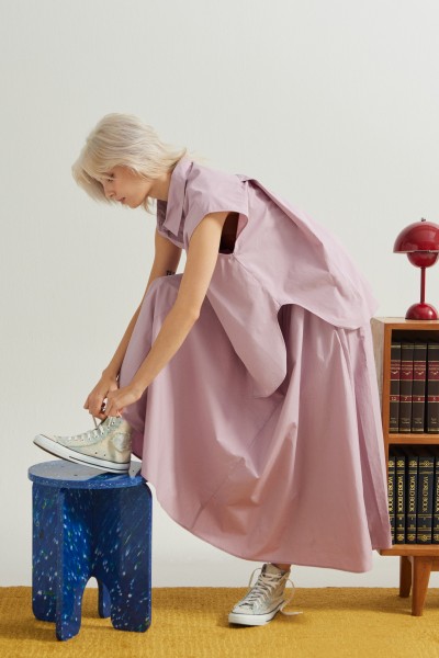 Cotton Gathered A-Line Skirt