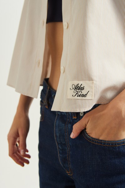 Script Cotton Button-Down Top