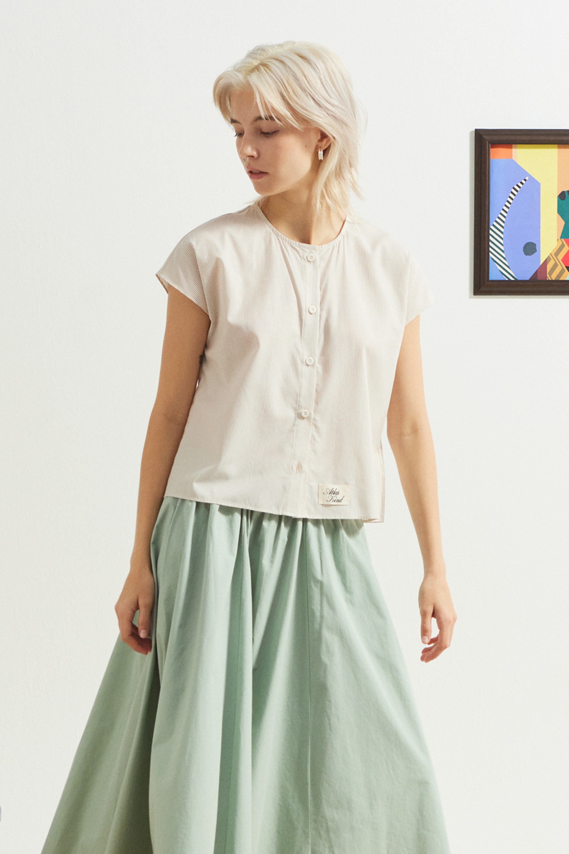 Script Cotton Button-Down Top