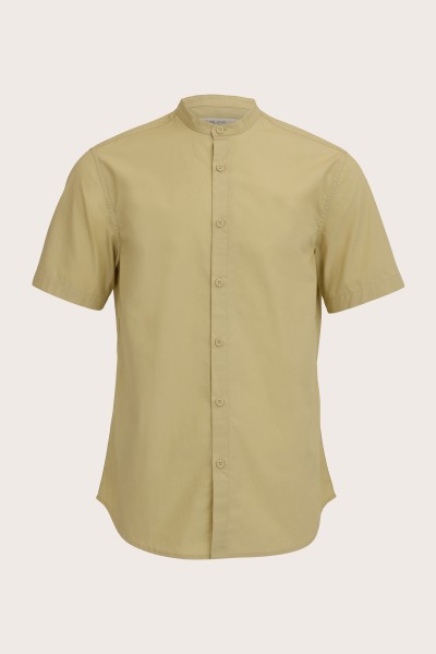 Mandarin Collared Poplin Shirt