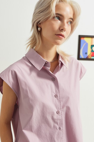 Relaxed Collared Poplin Vest