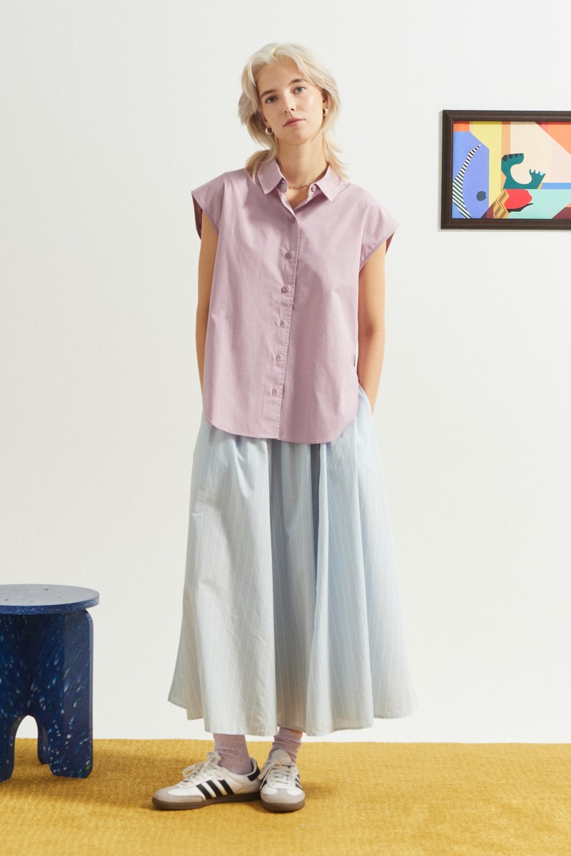 Relaxed Collared Poplin...