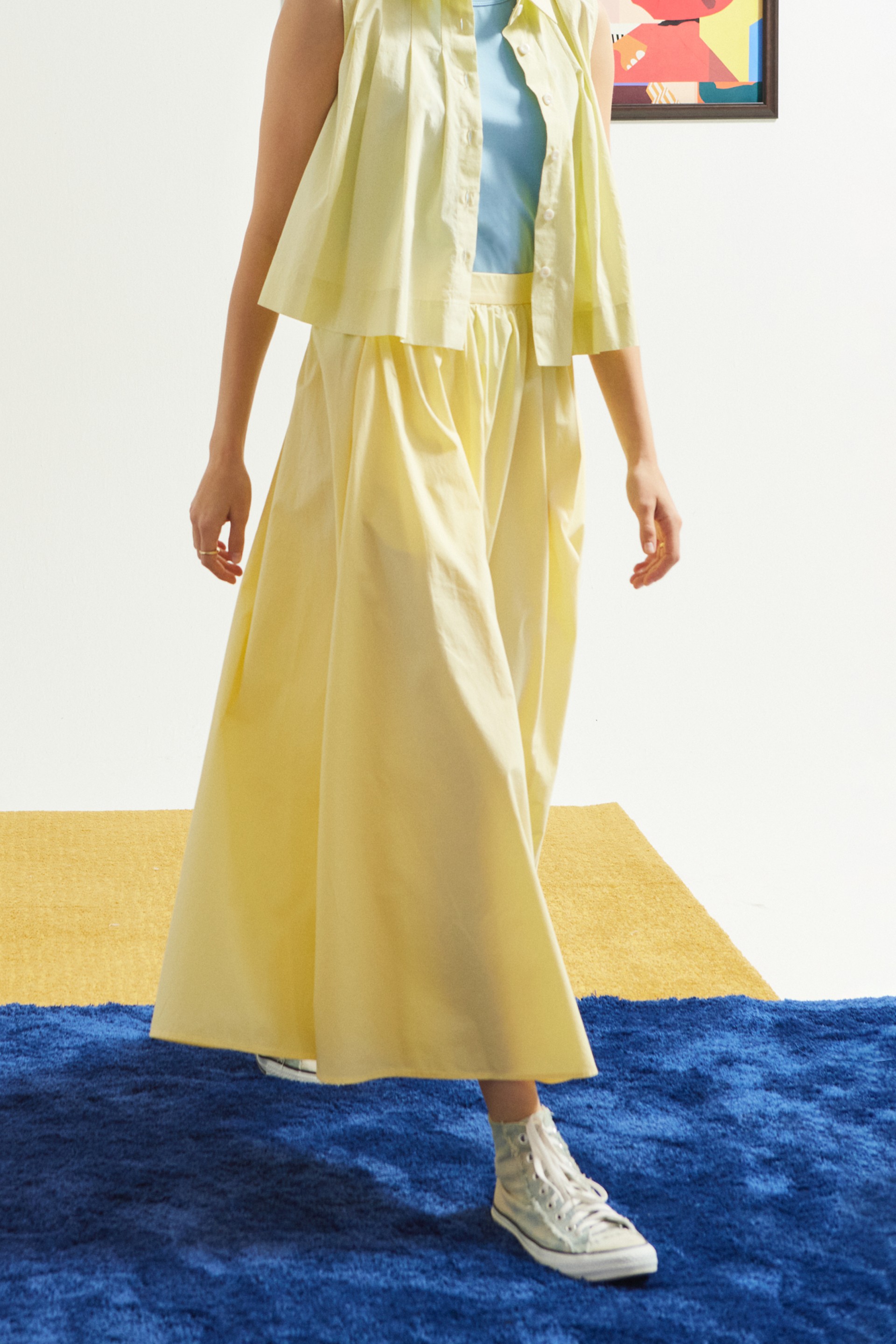 Cotton Gathered A-Line Skirt