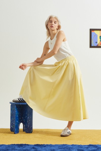 Cotton Gathered A-Line Skirt