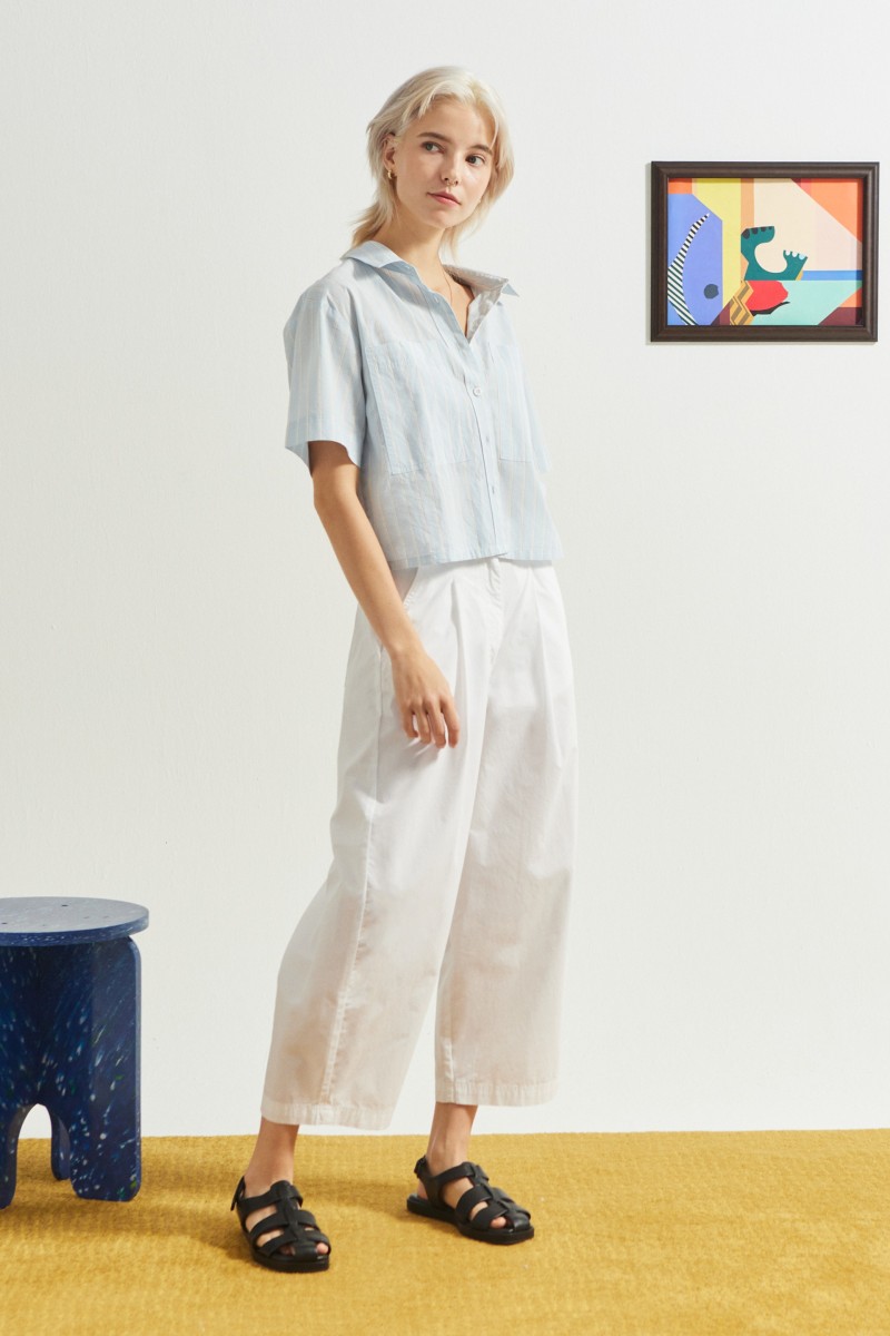 Barrel Leg Cotton Pants -...