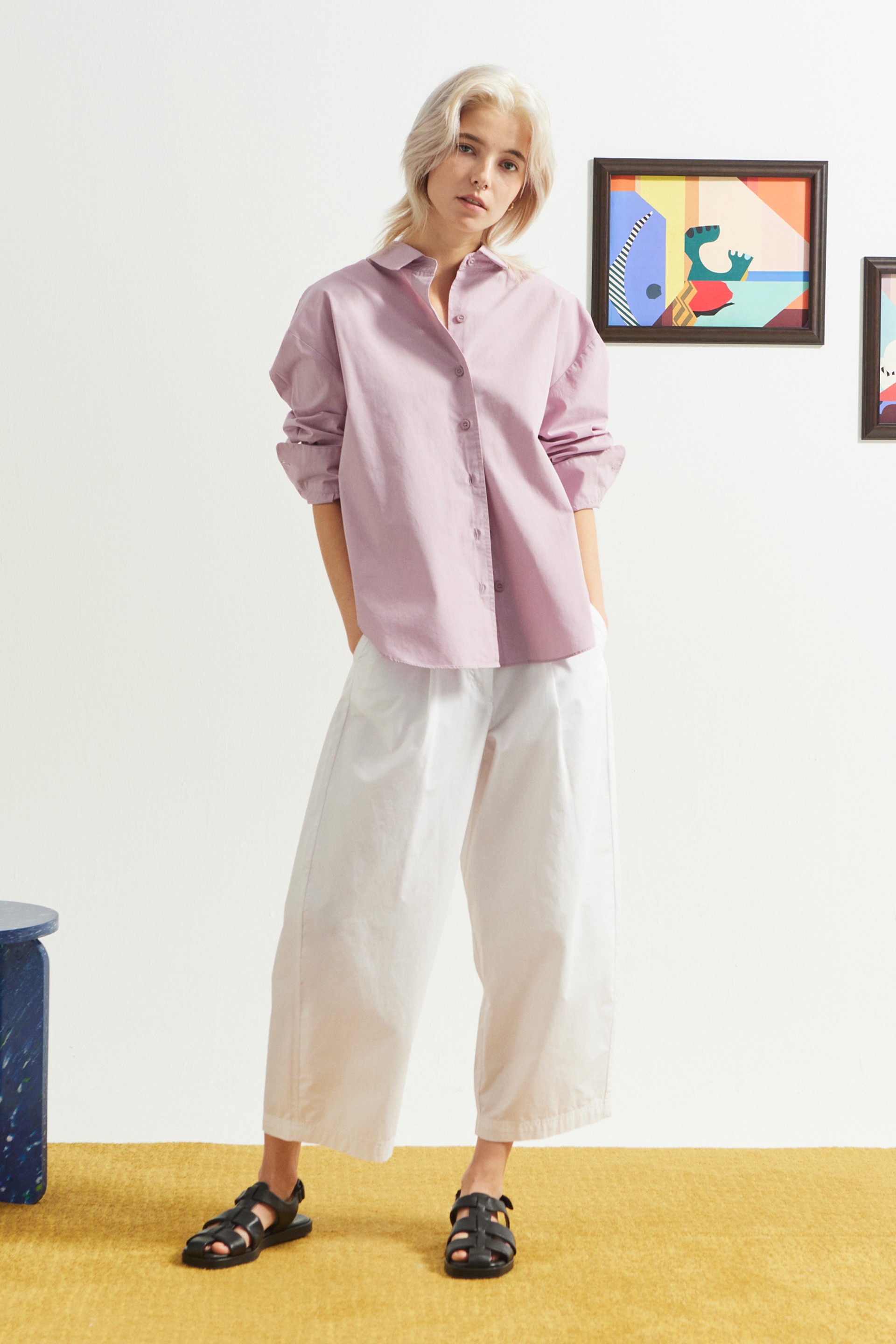 Barrel Leg Cotton Pants