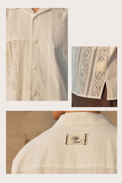 [GW Exclusive] OAK Script Japanese Crochet Panelled Shirt