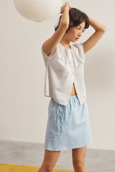 Textured Cotton Mini Skirt