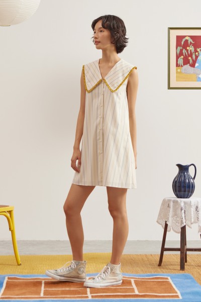 Ruffle Collared Cotton Dress