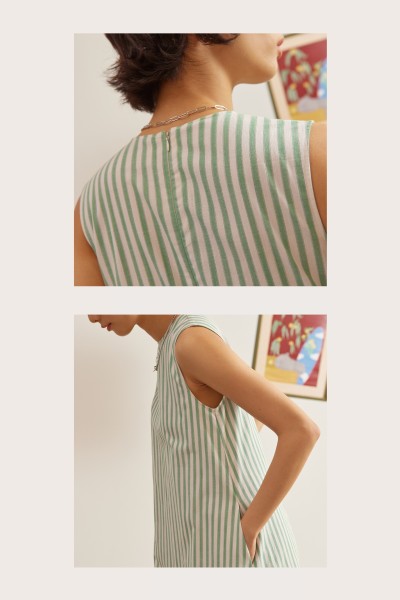 Striped Cotton Midi Dress