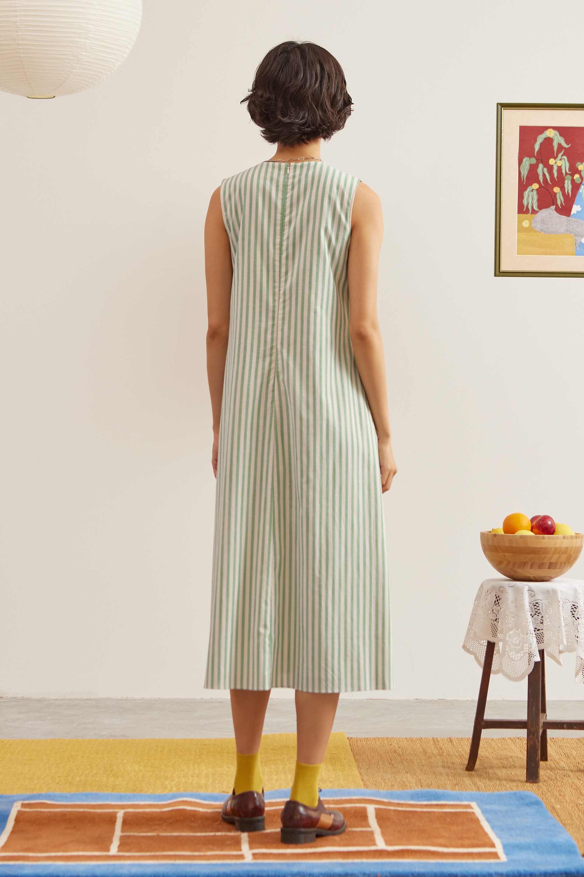 Striped Cotton Midi Dress