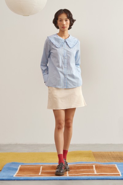 Ruffle Collared Cotton Shirt