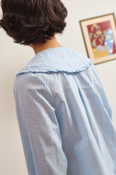 Ruffle Collared Cotton Shirt