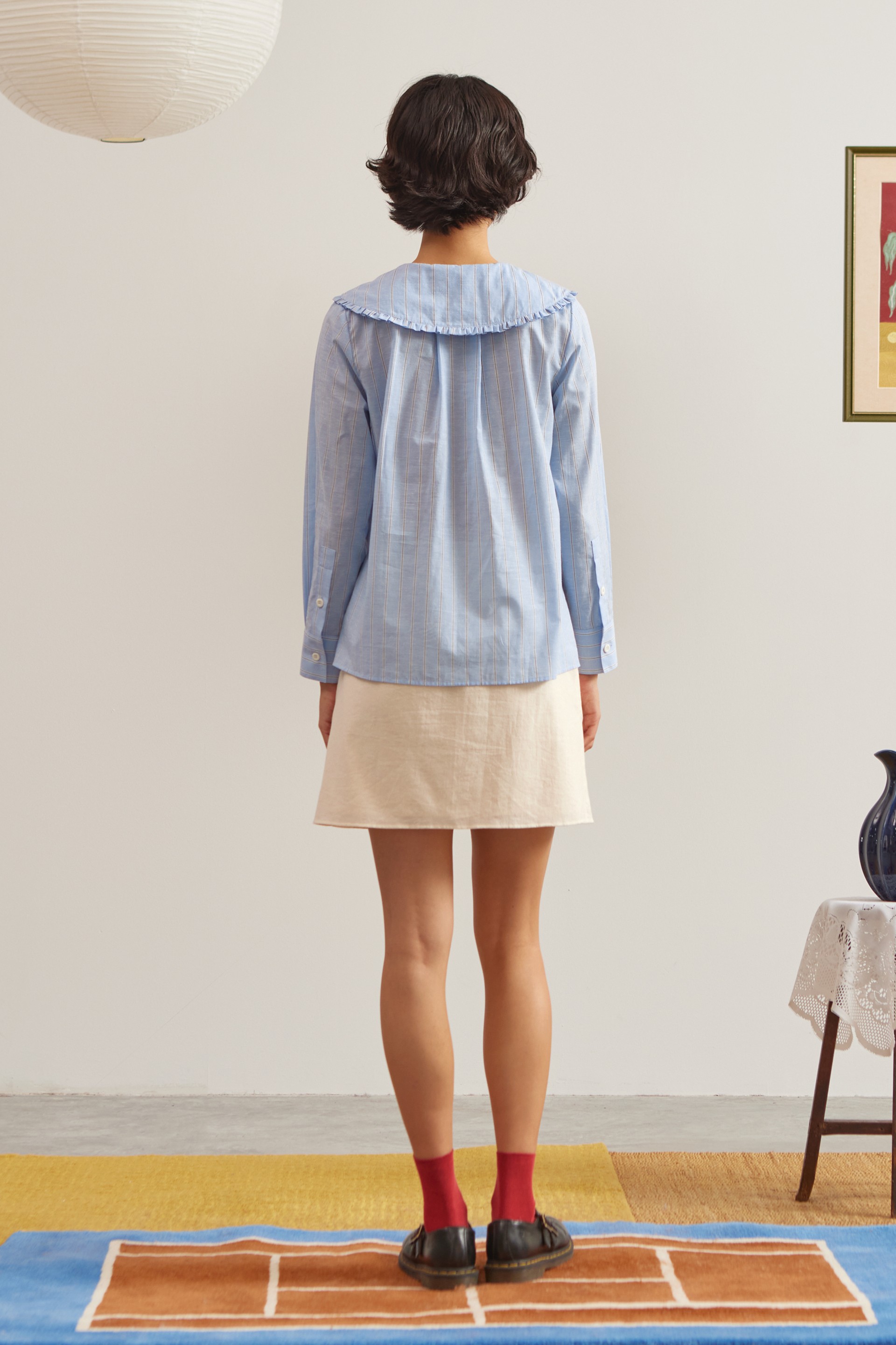 Ruffle Collared Cotton Shirt