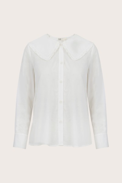 Ruffle Collared Cotton Shirt