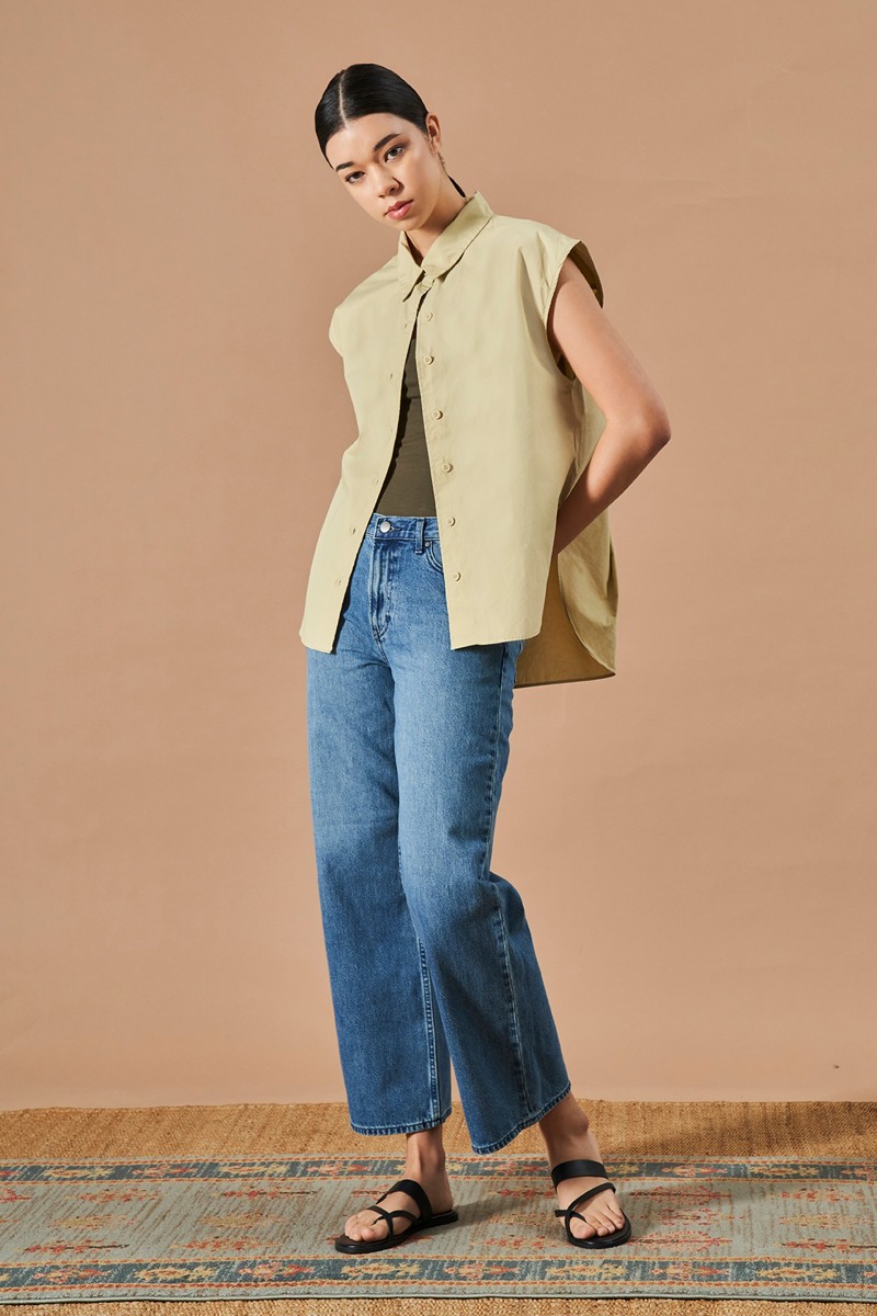 Relaxed Collared Poplin...