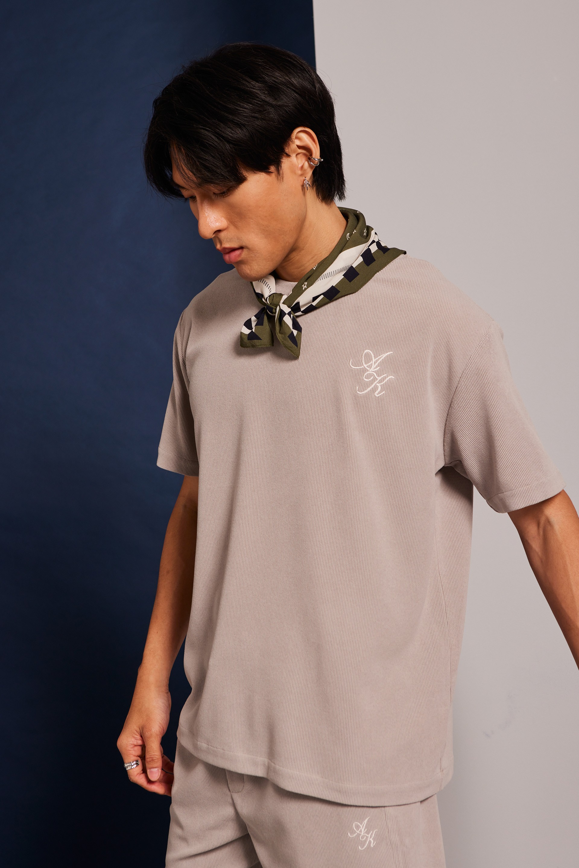 Script AK Rib-Knit Relaxed T-Shirt