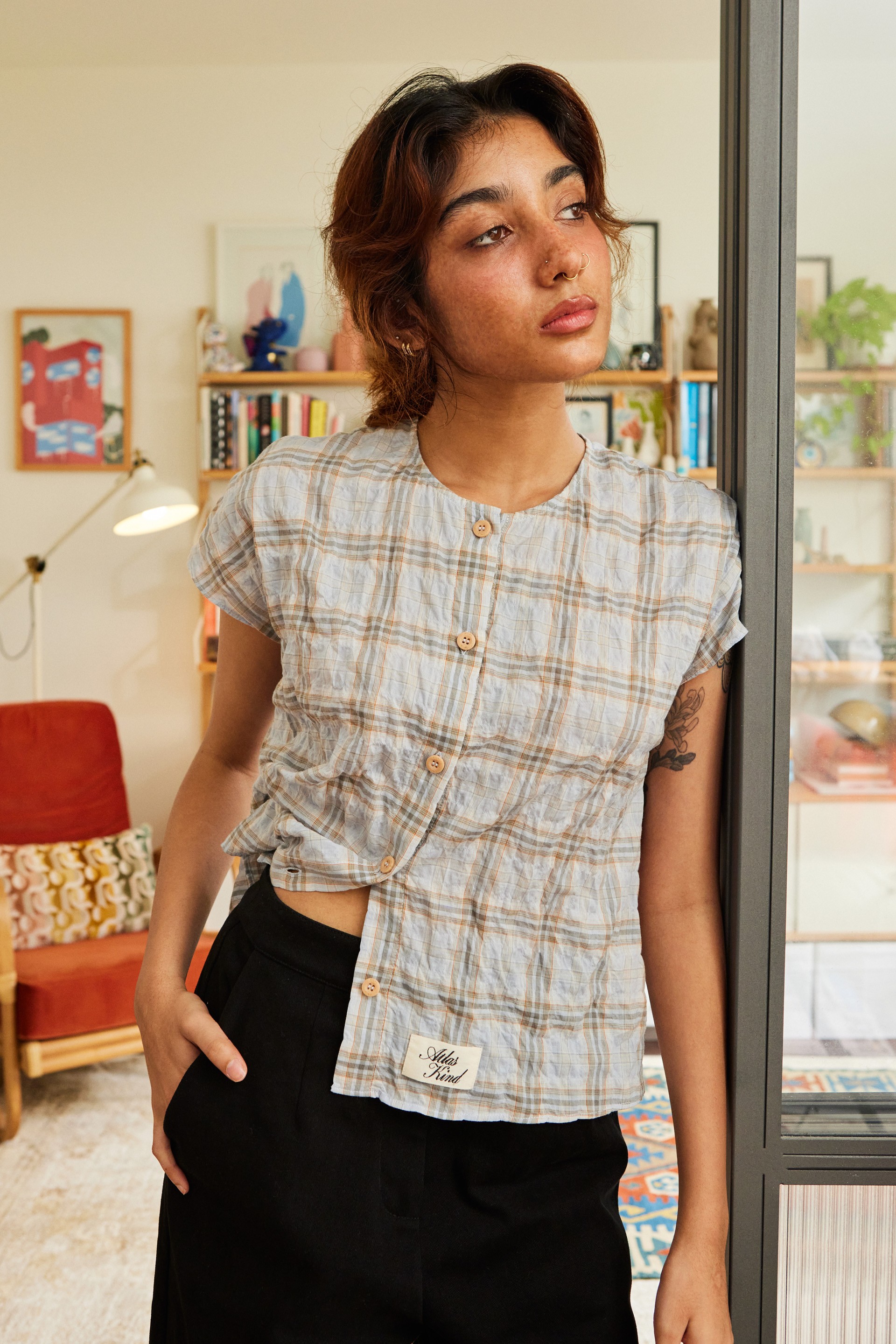 [GH Capsule] Script Japanese Cotton Button-Down Top