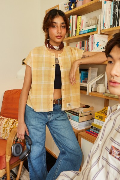 [GH Capsule] Script Japanese Cotton Button-Down Top