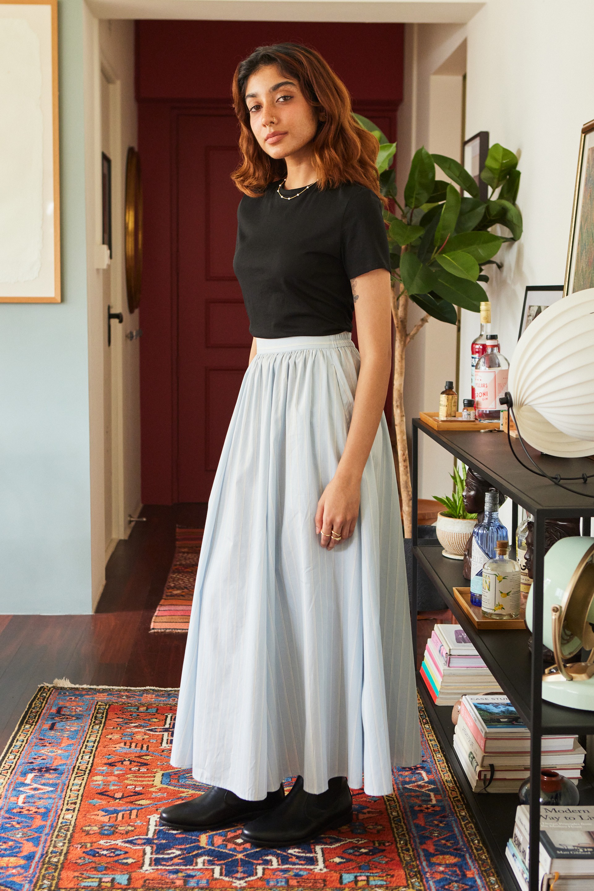 Cotton Gathered A-Line Skirt