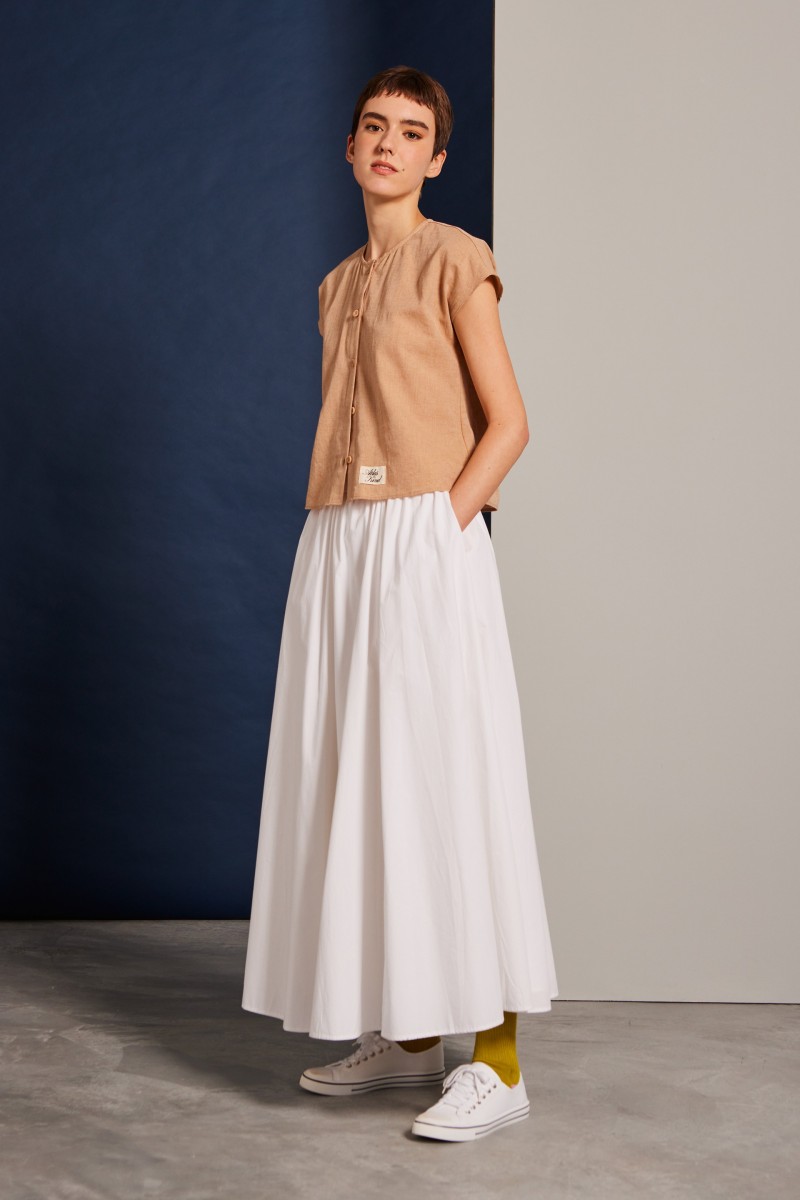 Cotton Gathered A-Line Skirt