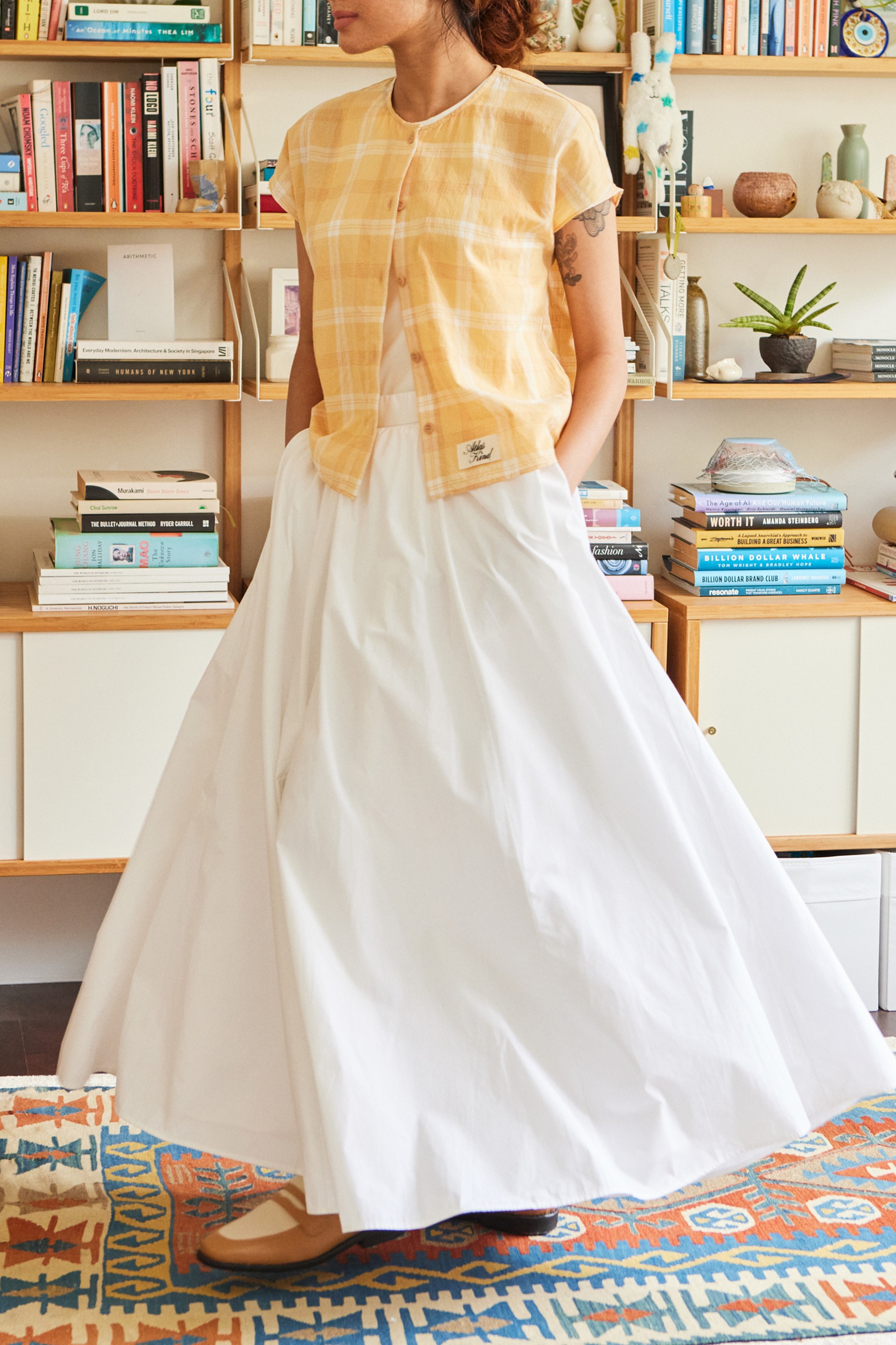 Cotton Gathered A-Line Skirt